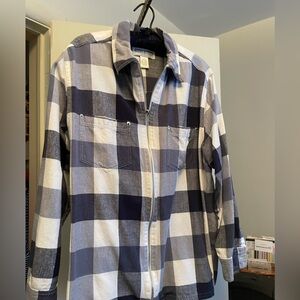Dress Barn Navy and White Plaid Shirt